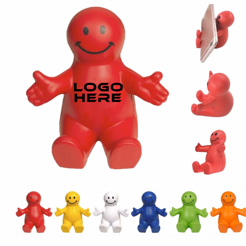 Human Shaped PU Stress Reliever Smiley Face Guy Phone Holder