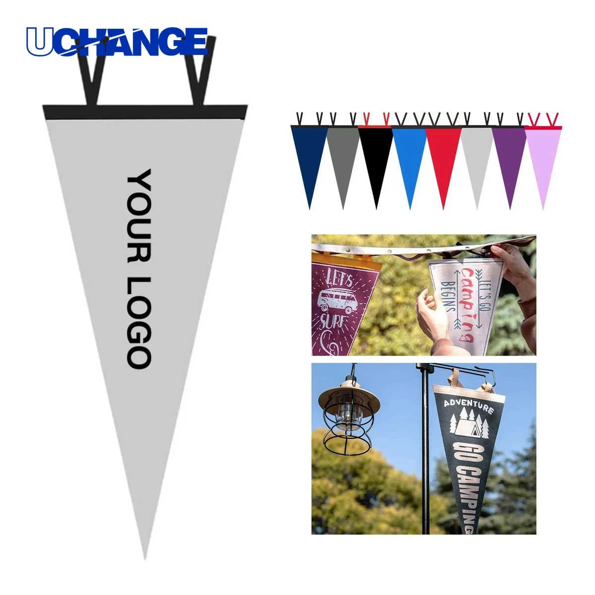 Polyester Felt Pennant Flag with Sewn Edge Strips 1