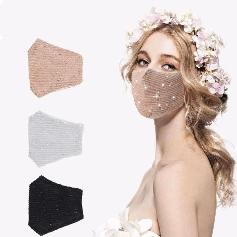 Sequin Face Cover Face Masks w/ Filter Pocket