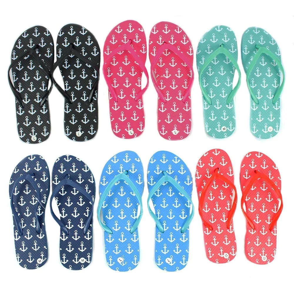 Women's Flip Flops - Anchor Print Sizes 6-11 1