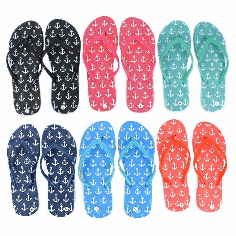 Women's Flip Flops - Anchor Print Sizes 6-11