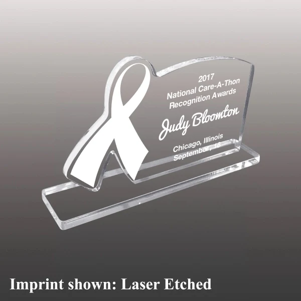 Breast Cancer Awareness Ribbon Award - Laser Etched 1