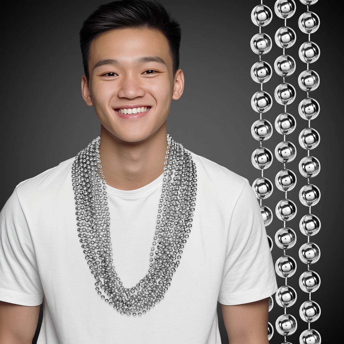 Silver Metallic Beaded Necklace 1