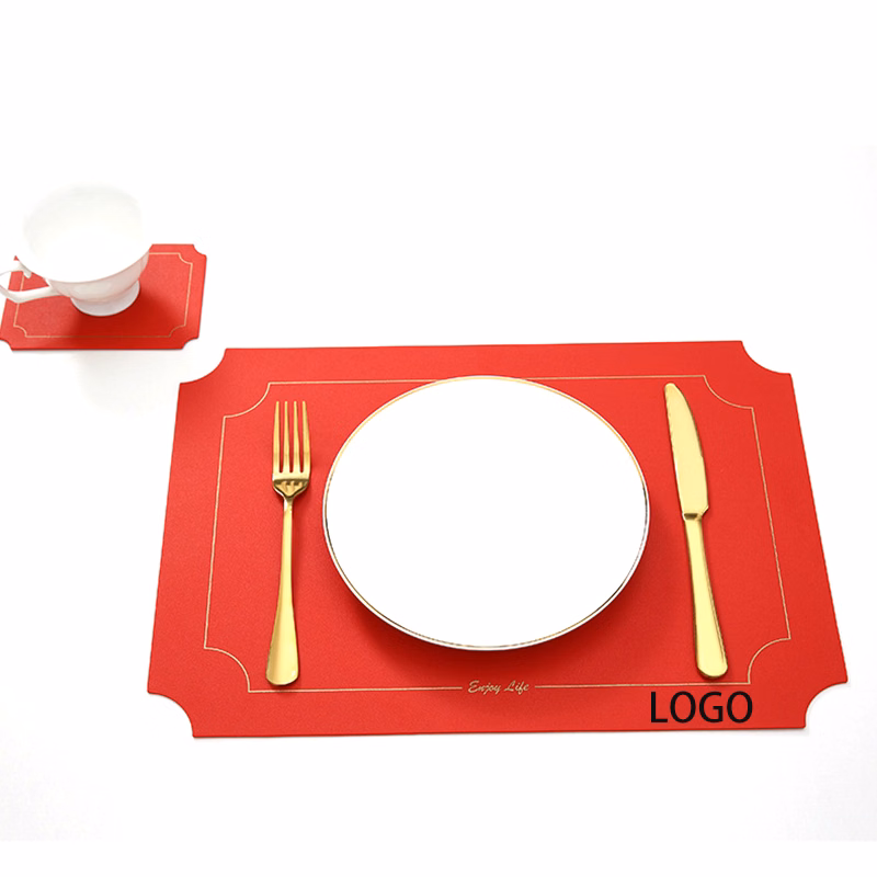 Water and oil resistant leather placemat with coasters