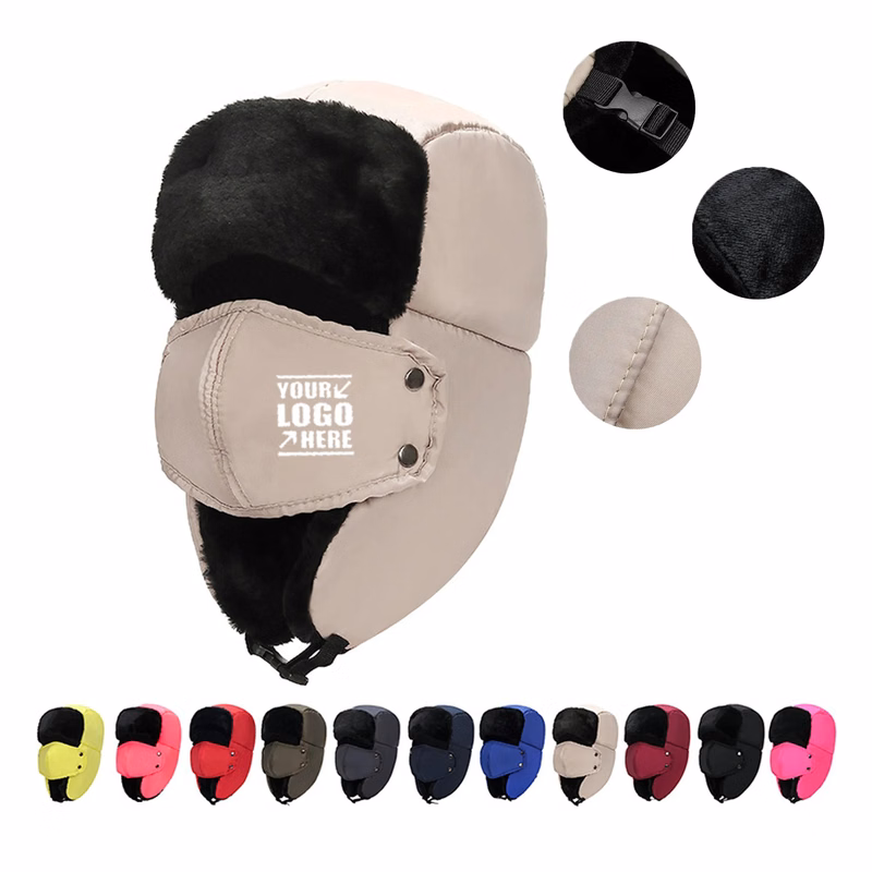 Winter Snowboard Trapper Hat with Mask