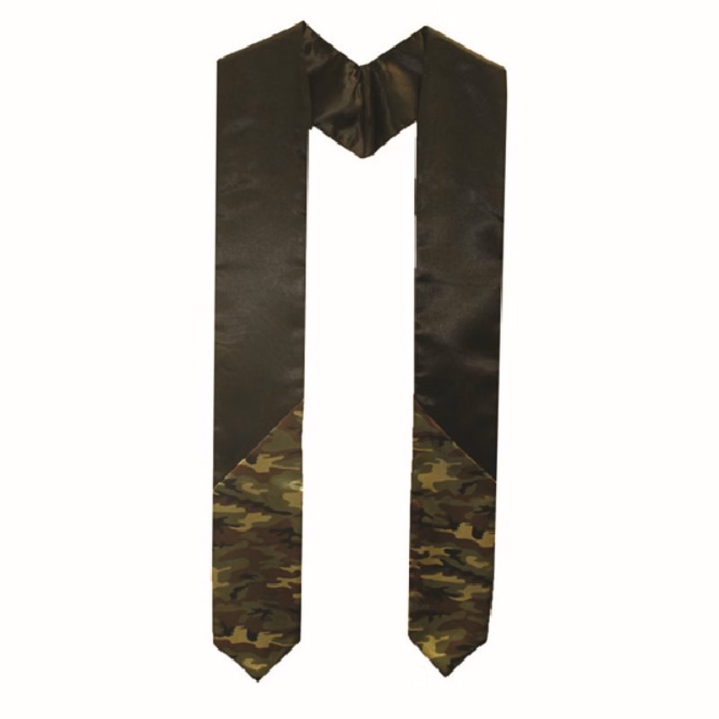 CLOSEOUT - 84" Camo/Black Graduation Stole - 2pcs Construction