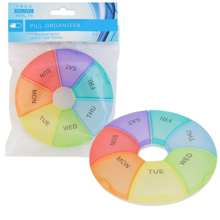7 Day Round Pill Organizer - 4.75" 1