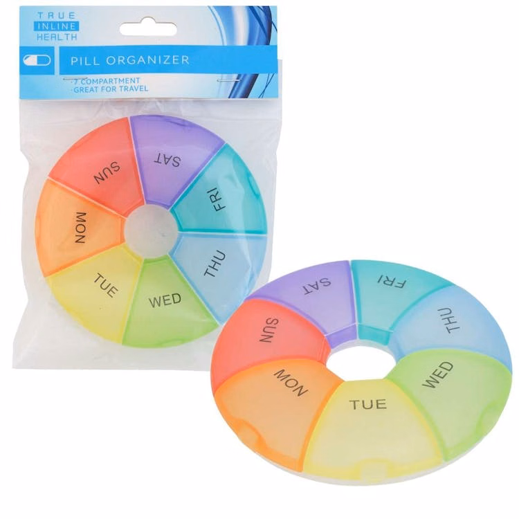 7 Day Round Pill Organizer - 4.75"
