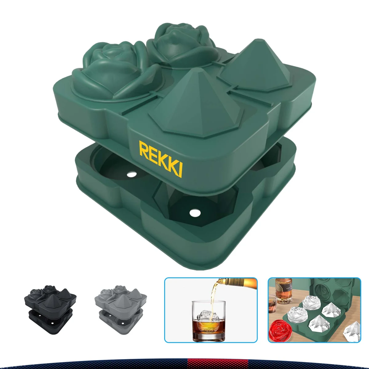 2 Roses & 2 Diamonds Ice Trays 1