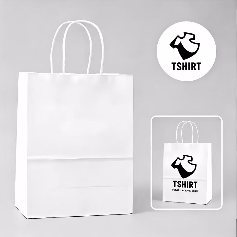 120GSM White Kraft Paper Tote Bag (5.9"x3.1"x8.3")