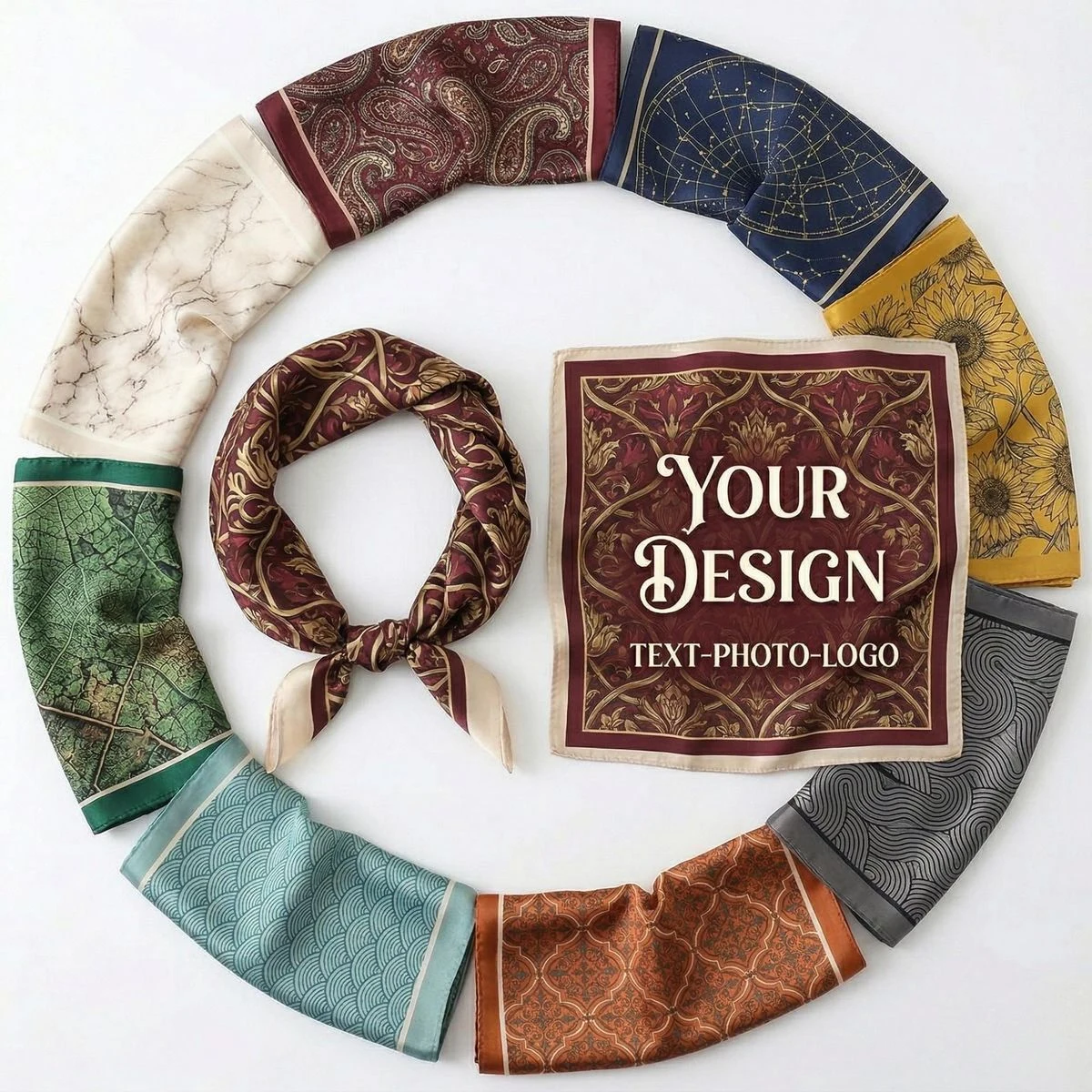 Premium 90x90cm Faux Silk Square Scarf 1