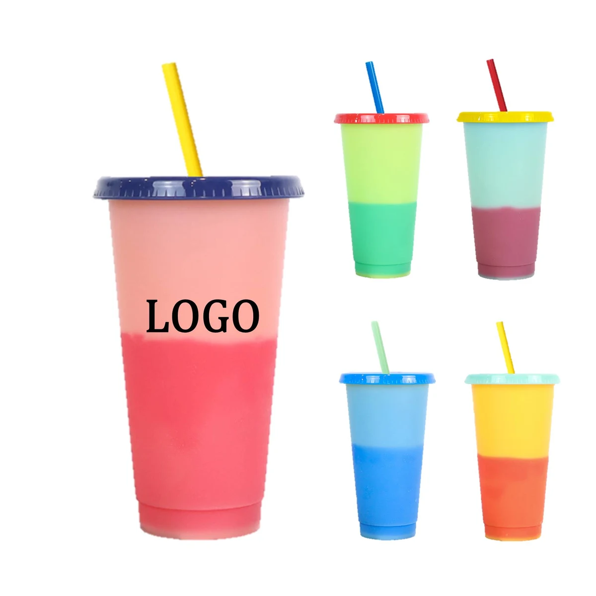 24 Oz. Color Changing Stadium Cup w/Straw & Lid 1