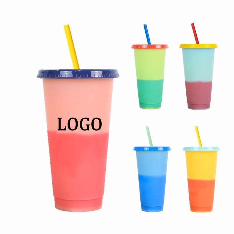 24 Oz. Color Changing Stadium Cup w/Straw & Lid