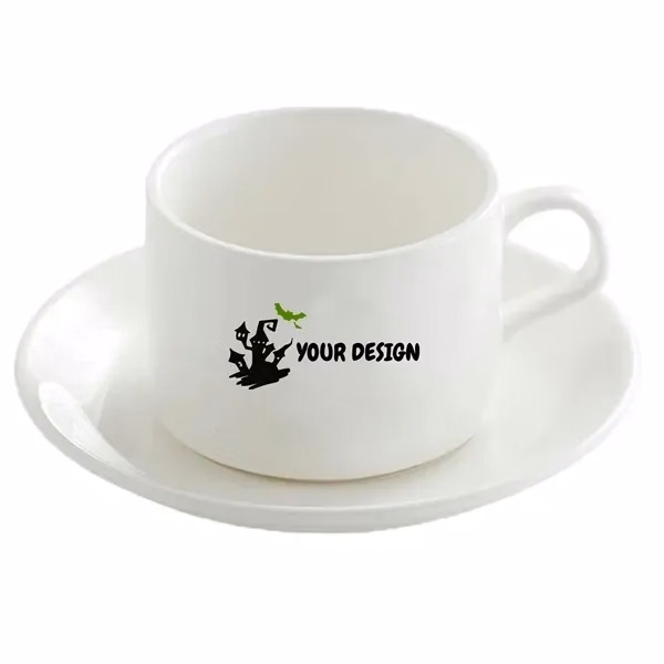 5 oz White Rim Cup and Saucer Set