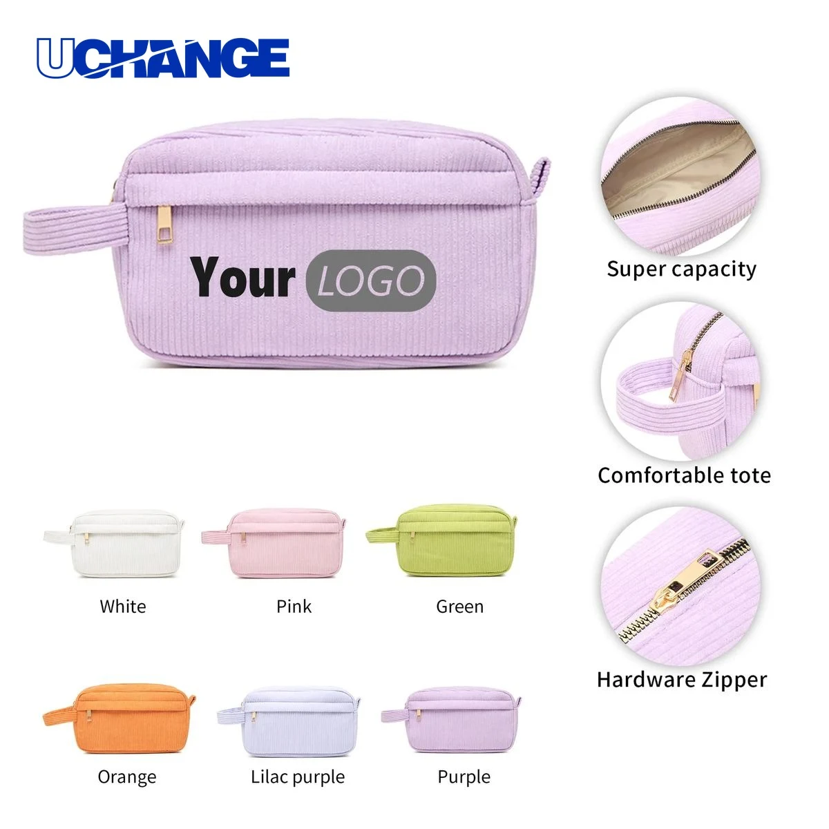 Corduroy Travel Cosmetic Bag Organizer 1