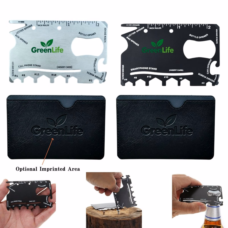 Credit Card Multi Tool with PU Leather Protective Sleeve