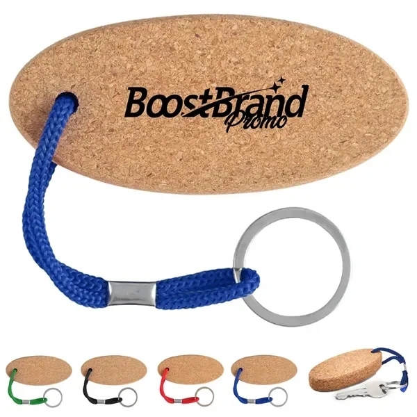Custom Natural Cork Floating Oval Keychain with Split Ring — Eco Brand 1