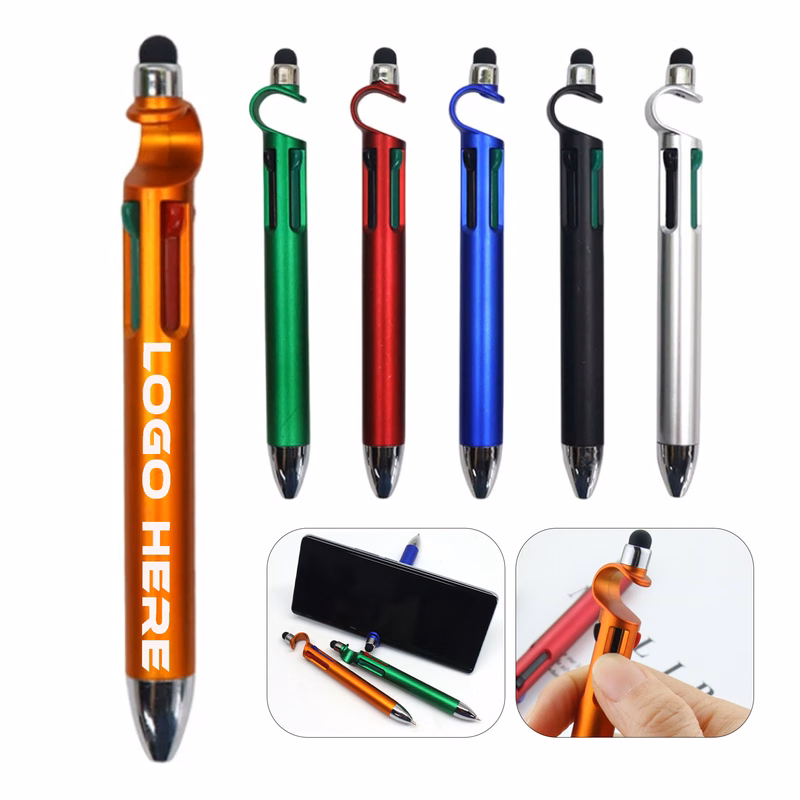Multi-Color 4-In-1 Ballpoint Pen With Touchscreen Stylus