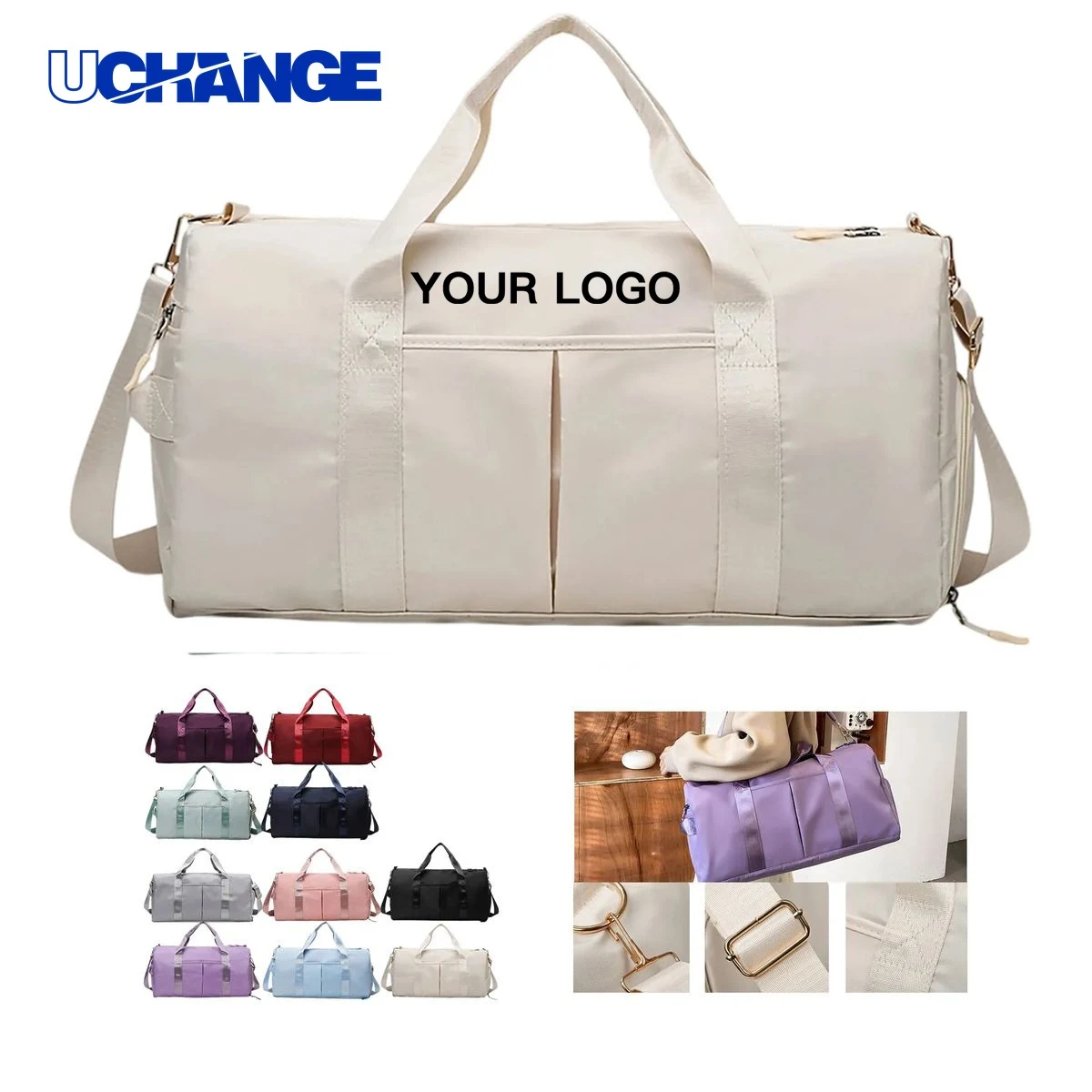 Sports Duffel Bag with Side and Front Pockets 1