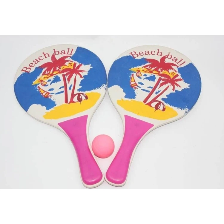 Wooden Beach Racket with Ball 1