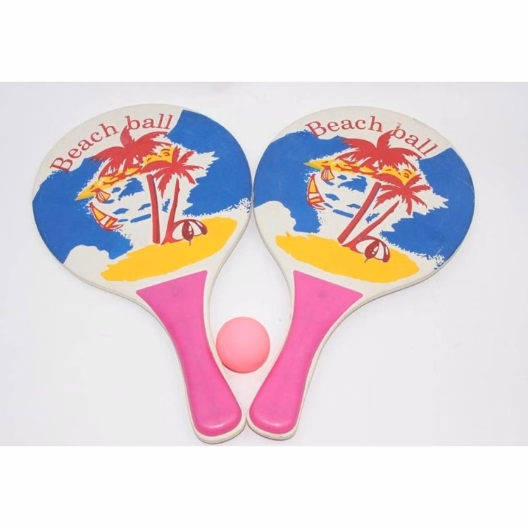Wooden Beach Racket with Ball