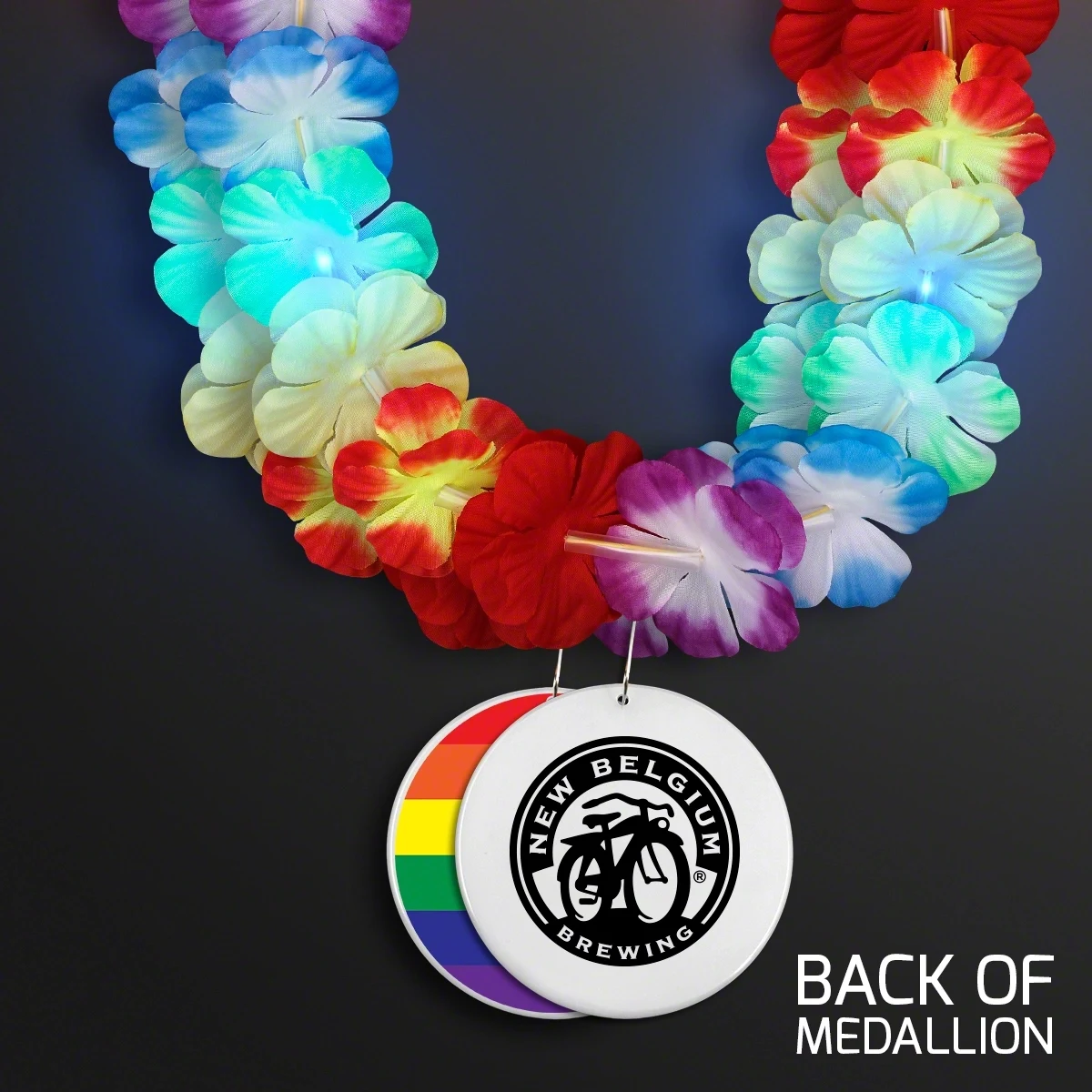LED Rainbow Flower Lei Party Necklace with Medallion 1