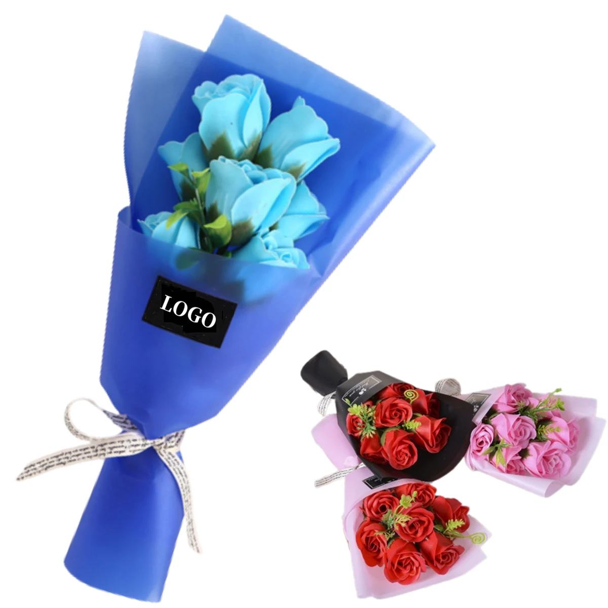 Soap Rose Bouquet With Custom Sticker 1