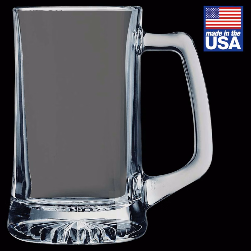 14 oz. Glass Beer Mug with Handle, Made in USA