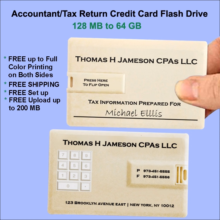Accountant Tax Return Slim Card Flash Drive - 1 GB Memory