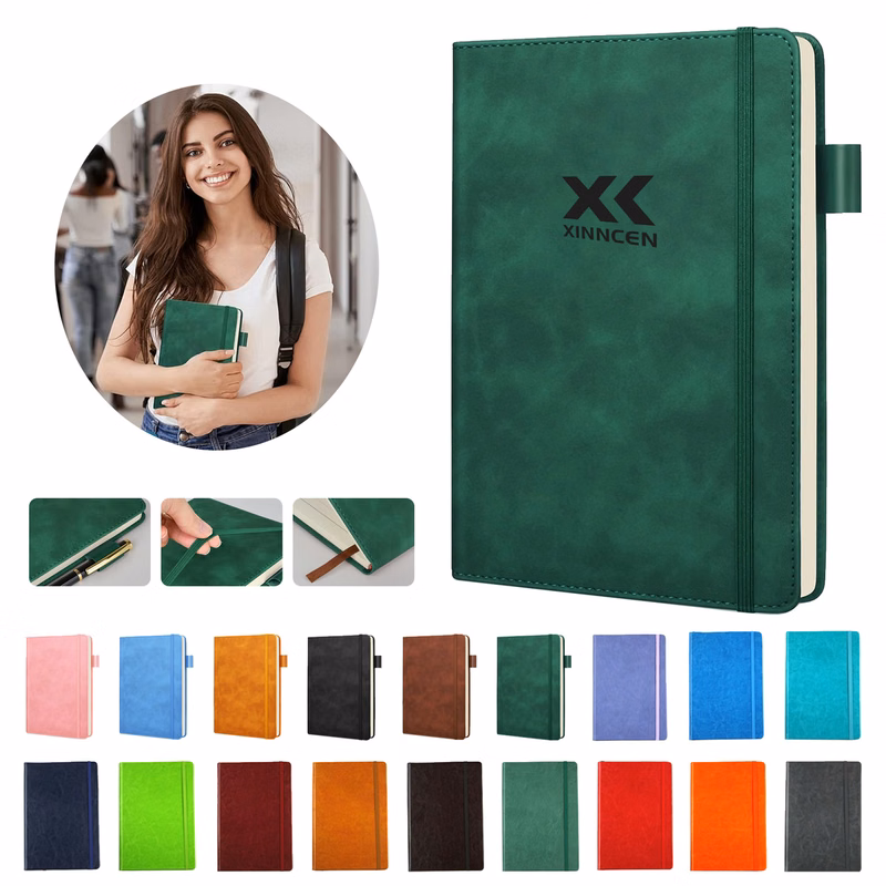 Leather diary with pen