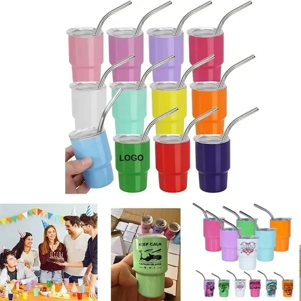 2 oz Mini Tumbler Stainless Wine cup With Straw 1
