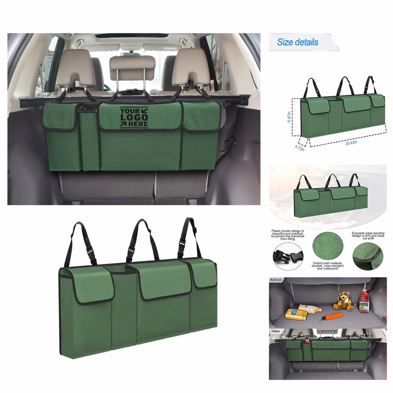 4 Pockets SUV Truck MPV Waterproof Backseat Hanging Car Organizer Collapsible Cargo Storage Bag