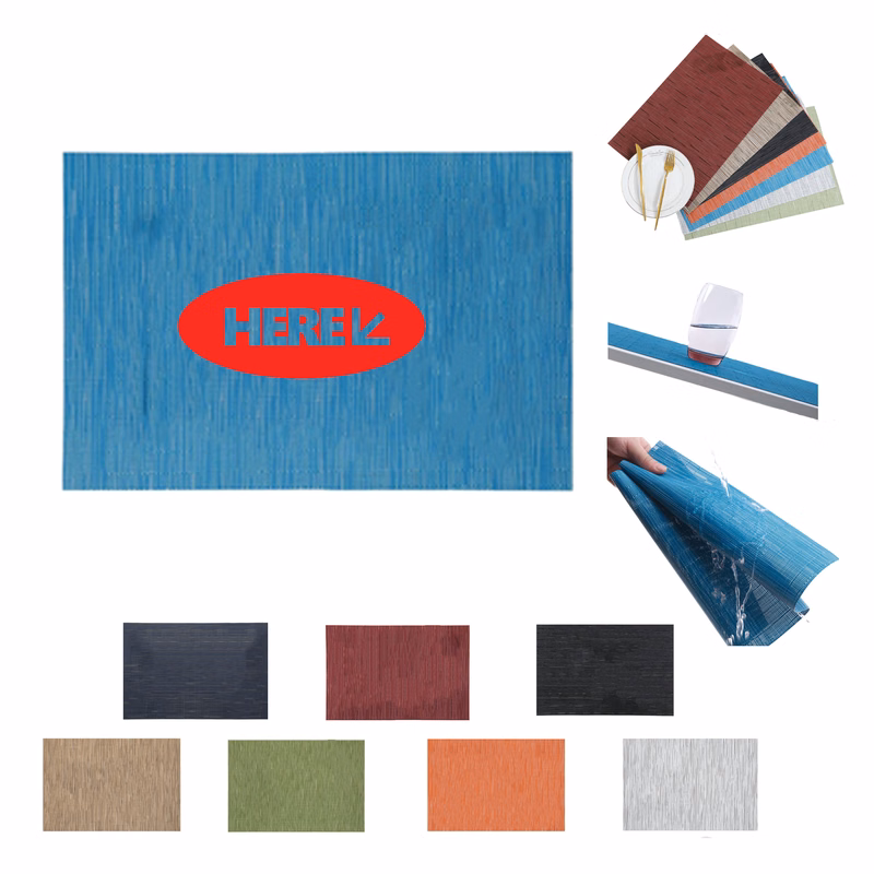Square Bamboo Pattern PVC Non Slip Table Runner MOQ 50