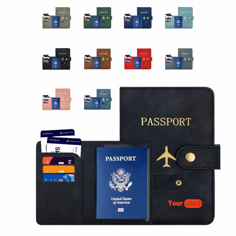 Simple Multifunctional PU Leather Passport Holder