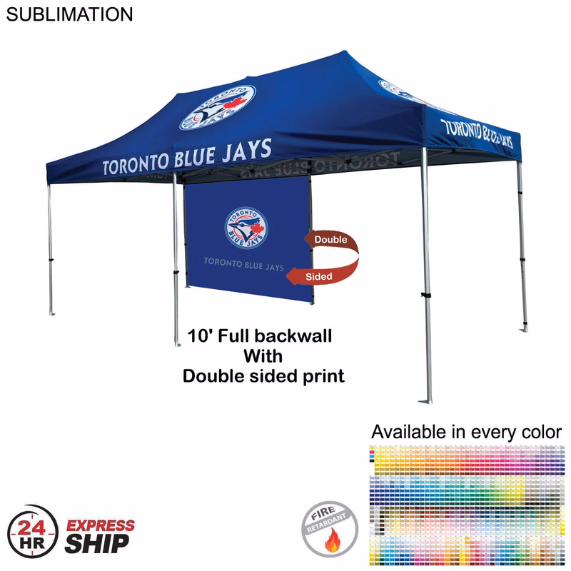 24 Hr Express Ship - 10' Back Wall for 10x20 Tent Kit, Sublimated, Double Sided Print