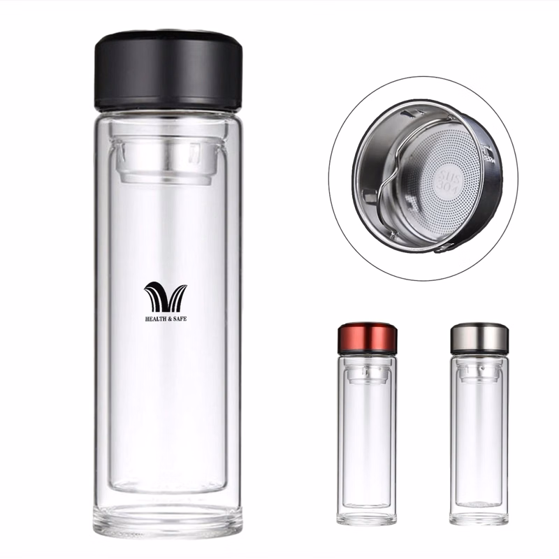 11oz Double Wall Glass Cup w/ Filter