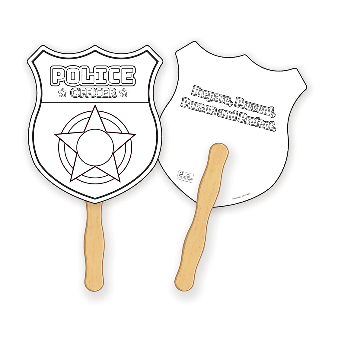 HAND FANS - Coloring Fan, Police Badge Shape 1