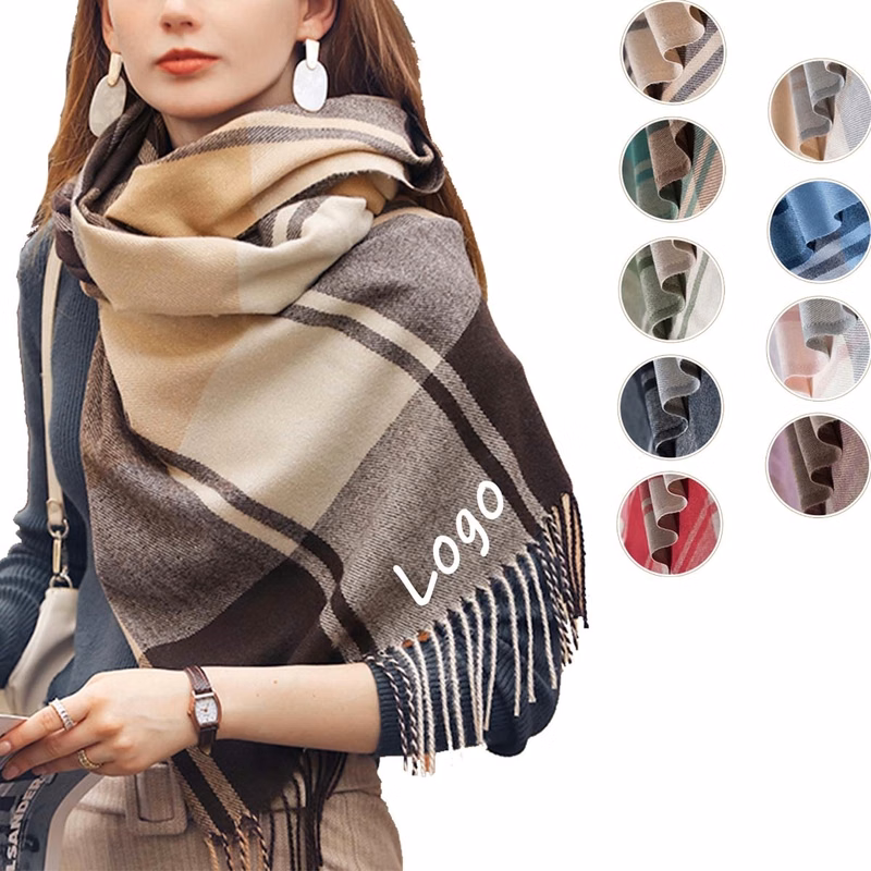 Winter Shawl Grid Warm Scarf