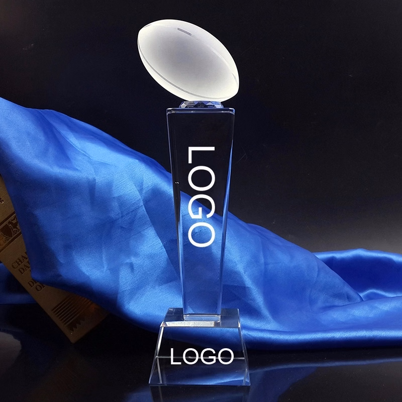 Optical Crystal Rugby Ball Column Award