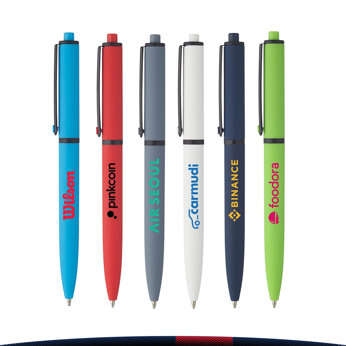 Classic Rubber-Coated Plastic Ballpoint Pens 1