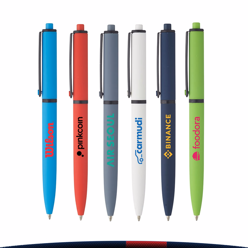 Classic Rubber-Coated Plastic Ballpoint Pens