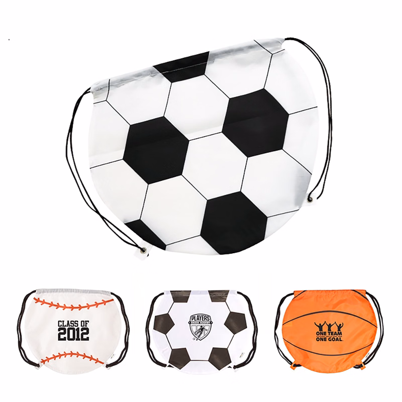 Football Design 210D Polyester Drawstring Bag