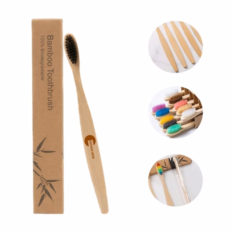 Biodegradable Bamboo Toothbrush w/ Custom Imprint