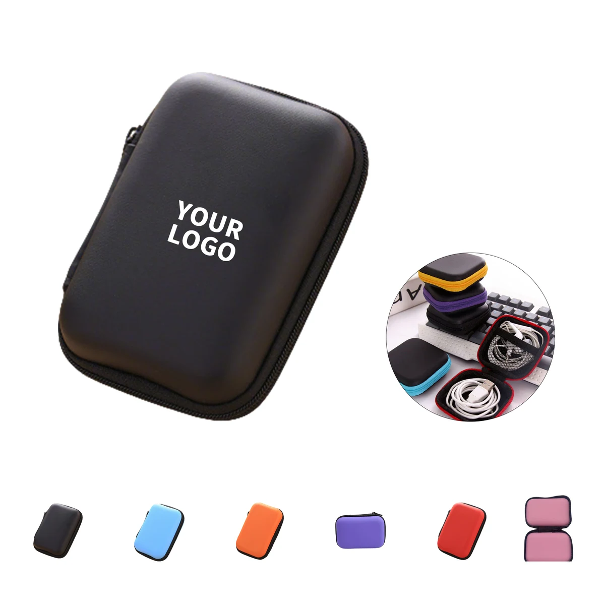 Polyurethane Ethylene Vinyl Acetate Earphone Cable Storage Case 4.33 x 3.15 x 1.57" 1