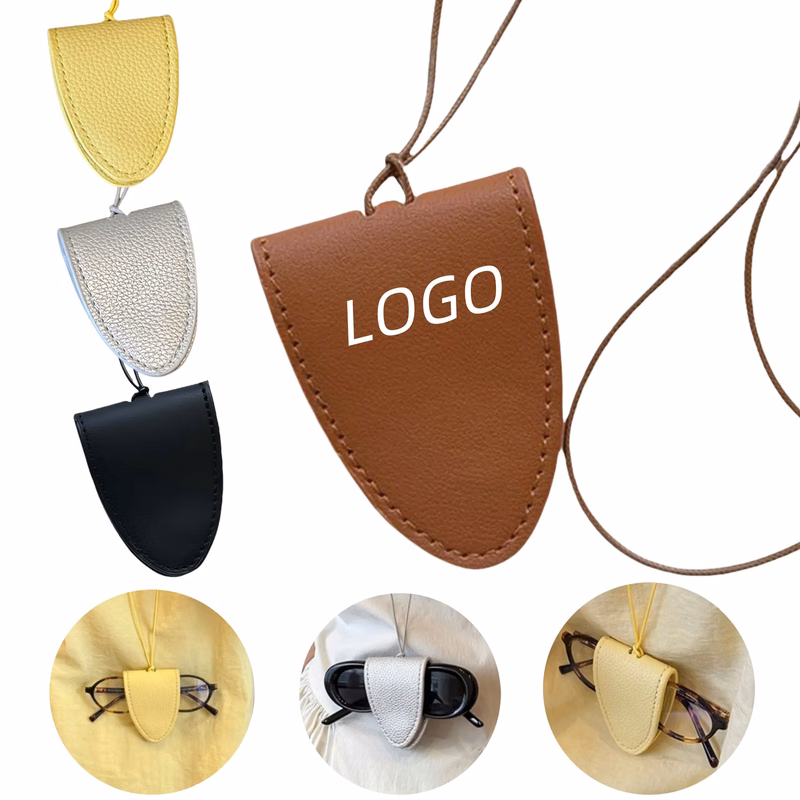 PU Leather Neck Hanging Magnetic Sunglasses Holder
