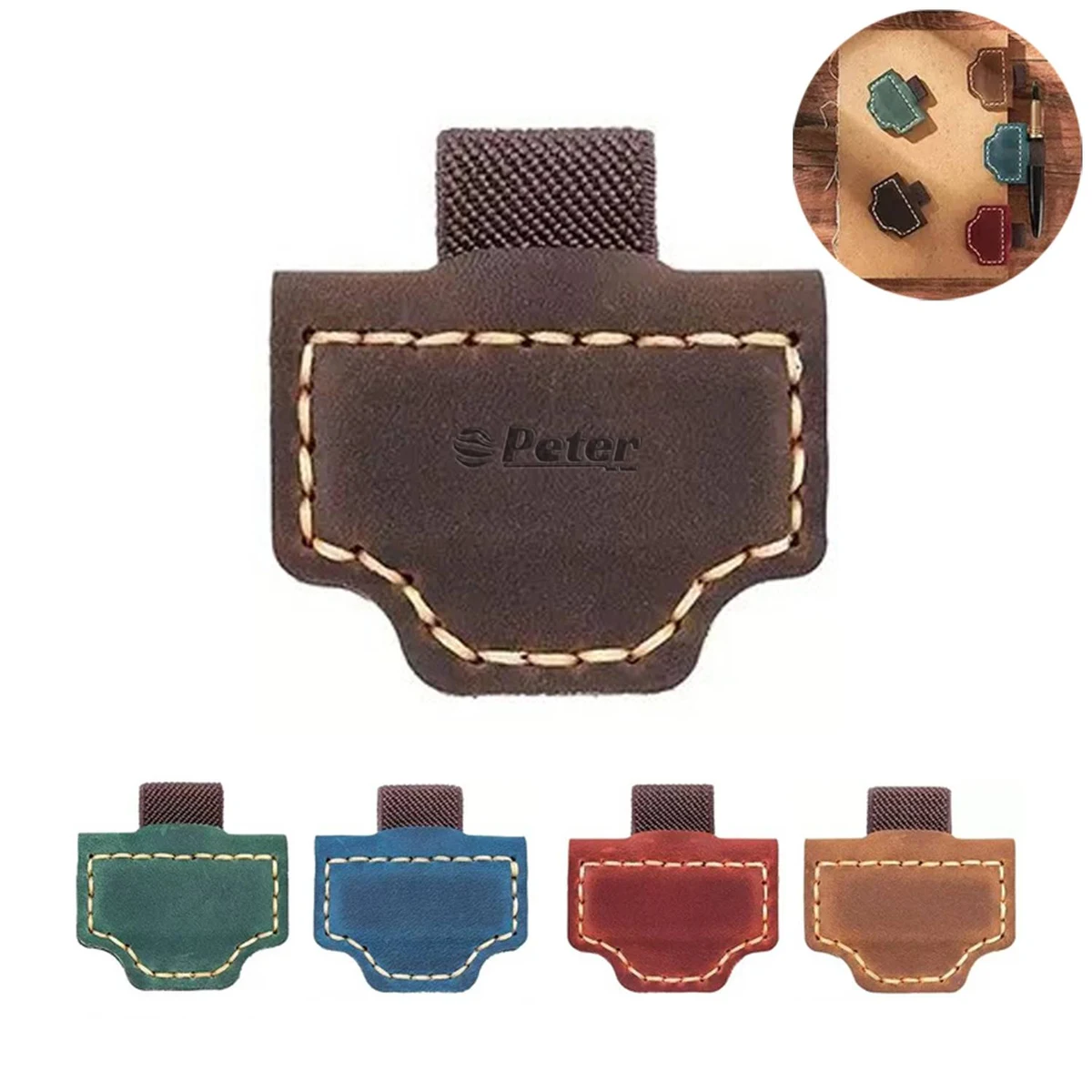 Genuine Leather Magnetic Bookmark w/ Pen Holder 1