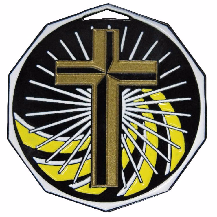 Religion Decagon Colored Medallion (2")