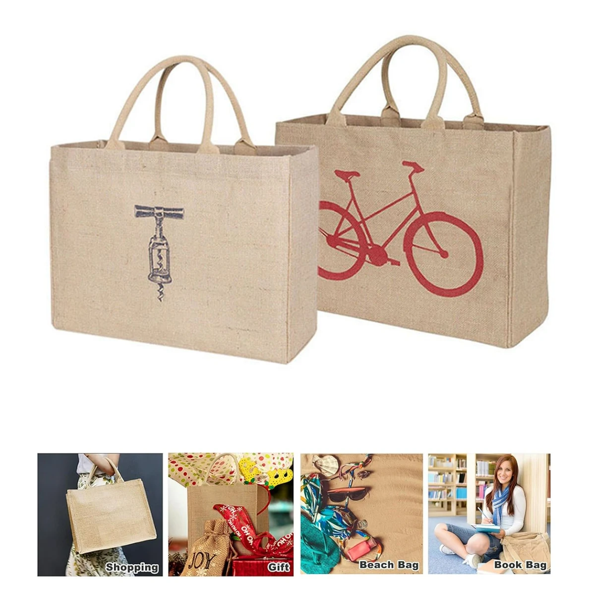 Burlap Shopping Tote Bag 1