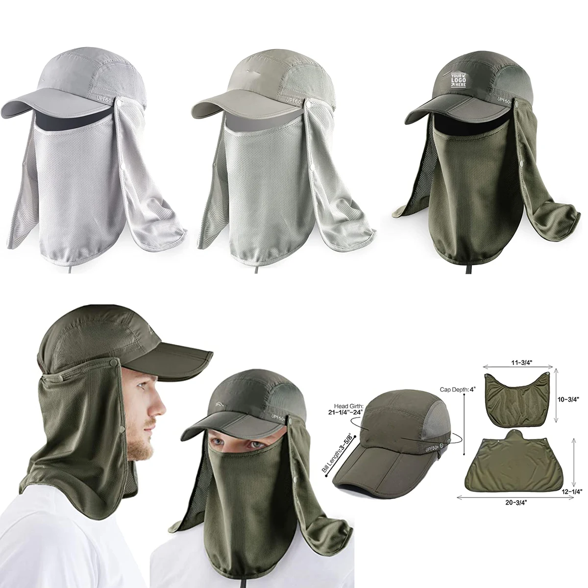 Summer Fishing Cap With Mesh Face Neck Flap 1
