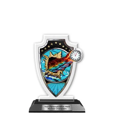 Acrylic Trophy: 6" Arrow Head, Swimming Design, 3x 1